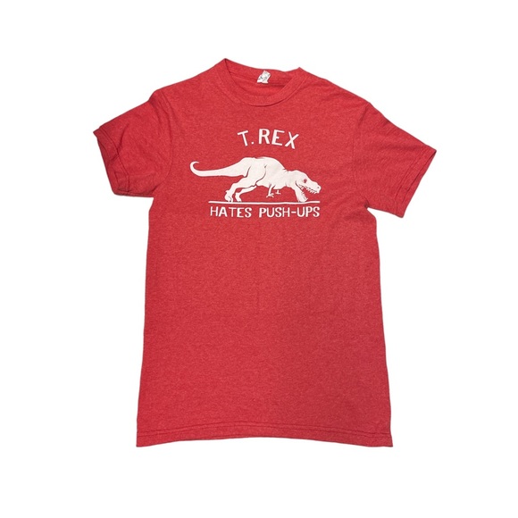 Delta Tops - 🦖Unisex heather red graphic t-shirt “T.Rex hates push ups”    Size: small